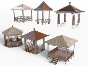 中式园林凉亭亭子