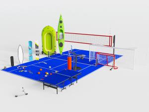 乒乓球桌、拦网、篮球体育器械设备