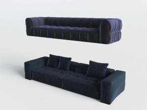 现代湖蓝色布艺多人沙发3d模型 现代湖蓝色布艺多人沙发