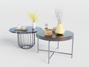 新中式金属支架大理石台面的茶几3d模型 新中式金属支架大理石台面的茶几