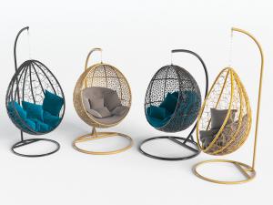 现代金属蛋壳造型的吊椅