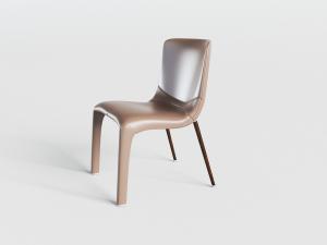 现代咖啡色皮革餐椅