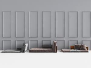 现代茶室无腿贵妃椅、坐墩