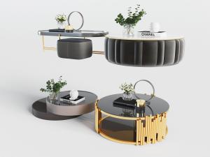 新中式圆形、椭圆形茶几3d模型 新中式圆形、椭圆形茶几