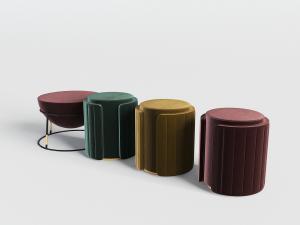 现代轻奢镶金边的圆形坐墩