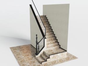 新中式装饰黑边的大理石台阶的楼梯3d模型 新中式装饰黑边的大理石台阶的楼梯