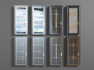 新中式黑色门框装饰玻璃的平开门