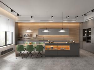 后现代餐厅厨房中岛橱柜