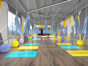 工业风瑜伽室健身房3d模型 工业风瑜伽室健身房