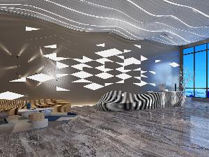 后现代大厅大堂前台接待台休息区