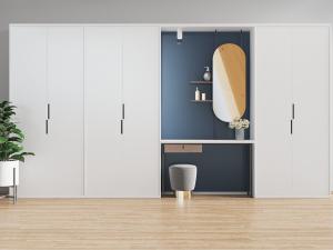 现代嵌入梳妆台的白色衣柜3d模型 现代嵌入梳妆台的白色衣柜