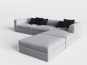 现代灰色转角拼接贵妃椅美人榻的多人沙发3d模型 现代灰色转角拼接贵妃椅美人榻的多人沙发