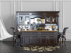 美式实木吧台吧椅、餐边柜