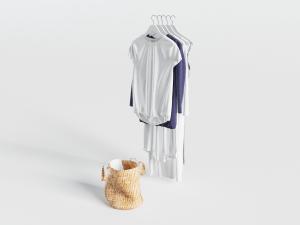 衣架上的衣服、收纳篮3d模型 衣架上的衣服、收纳篮