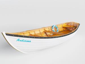 外面白色里面实木色的游艇