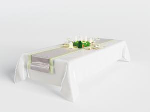 简欧白色餐布上的烛台、高脚杯餐具3d模型 简欧白色餐布上的烛台、高脚杯餐具