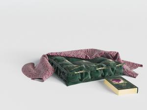 北欧方形绿色植物图案的坐垫、盖毯3d模型 北欧方形绿色植物图案的坐垫、盖毯