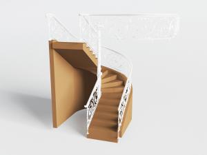 欧式白色雕花护栏楼梯3d模型 欧式白色雕花护栏楼梯