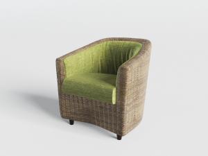 东南亚装饰布艺坐垫的藤编单人沙发3d模型 东南亚装饰布艺坐垫的藤编单人沙发