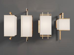 新中式长方形白色灯罩的壁灯