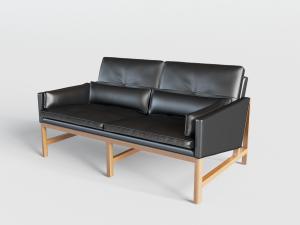 北欧黑色实木框架的皮革多人沙发3d模型 北欧黑色实木框架的皮革多人沙发