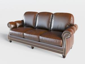 欧式真皮棕色多人沙发3d模型 欧式真皮棕色多人沙发