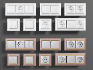 现代玫瑰金、白色开关插座3d模型 现代玫瑰金、白色开关插座
