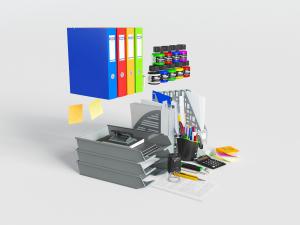 现代办公室文件夹、笔筒、计算器文具办公用品