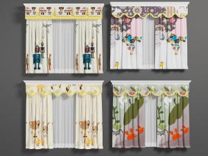 现代儿童卡通图案的窗帘窗纱