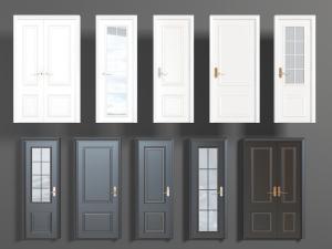 现代白色黑色平开门