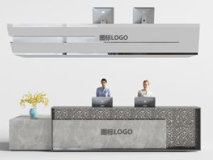 现代新中式大理石前台接待台