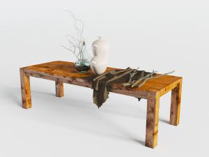 中式实木原木长方形茶几3d模型 中式实木原木长方形茶几