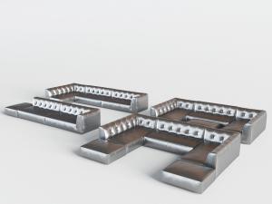 现代皮革转角带美人榻贵妃椅的多人沙发3d模型 现代皮革转角带美人榻贵妃椅的多人沙发