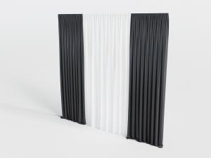 现代搭配白色窗纱黑色窗帘3d模型 现代搭配白色窗纱黑色窗帘
