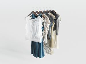 挂在衣架上的连衣裙、上装衣服3d模型 挂在衣架上的连衣裙、上装衣服