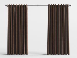 现代北欧咖啡色窗帘杆窗帘