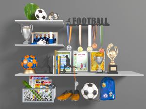 现代隔板足球奖杯奖牌置物展示架