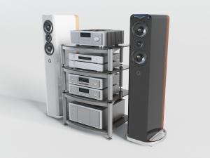 现代家庭影院音响音箱功放设备3d模型 现代家庭影院音响音箱功放设备