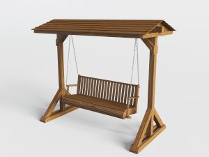 欧式户外带斜顶的实木架秋千摇椅