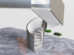 新中式大理石台阶旋转楼梯3d模型 新中式大理石台阶旋转楼梯