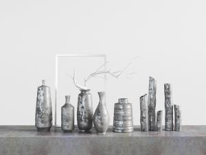 新中式做旧灰色陶瓷器皿