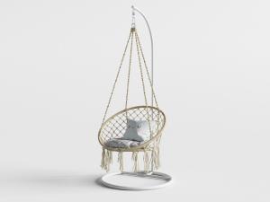 现代白色铁艺支架的吊椅