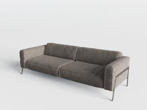 现代咖啡色布艺多人沙发3d模型 现代咖啡色布艺多人沙发