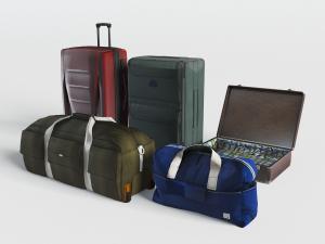 现代军绿色、蓝色拉杆箱、行李箱3d模型 现代军绿色、蓝色拉杆箱、行李箱