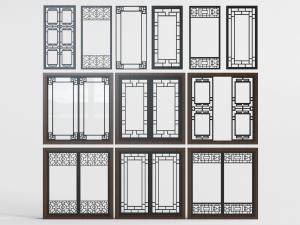 新中式窗格花格平开窗