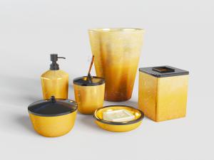 新中式黄色瓶装沐浴液、香皂卫浴小件