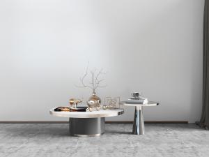 新中式圆形茶几、边几和饰品摆件3d模型 新中式圆形茶几、边几和饰品摆件