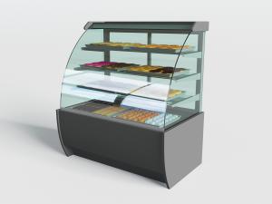 超市、甜品店摆放的糕点食品货架