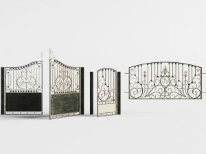 欧式上半部镂空雕花的大门和围栏