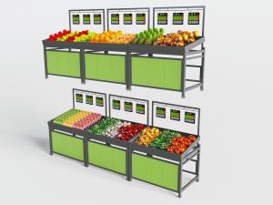 生鲜店带价格标签的蔬果货架